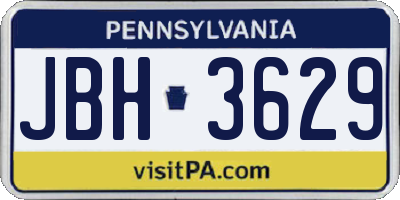 PA license plate JBH3629