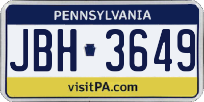 PA license plate JBH3649