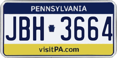 PA license plate JBH3664