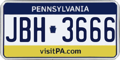 PA license plate JBH3666