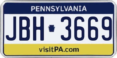 PA license plate JBH3669