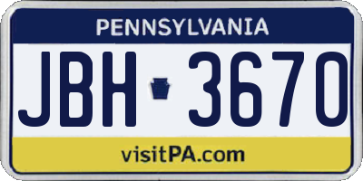 PA license plate JBH3670