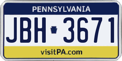 PA license plate JBH3671