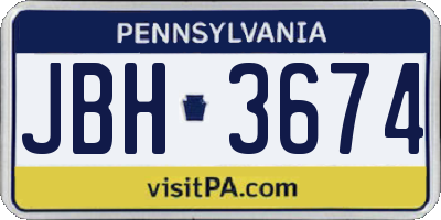 PA license plate JBH3674