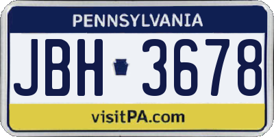 PA license plate JBH3678