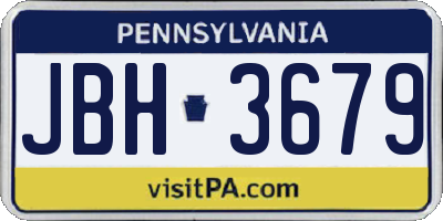 PA license plate JBH3679