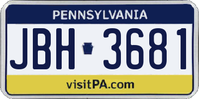 PA license plate JBH3681