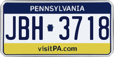 PA license plate JBH3718