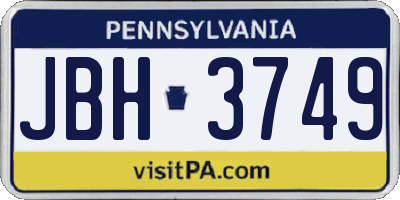 PA license plate JBH3749