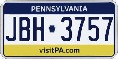 PA license plate JBH3757