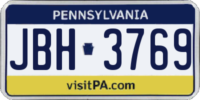 PA license plate JBH3769