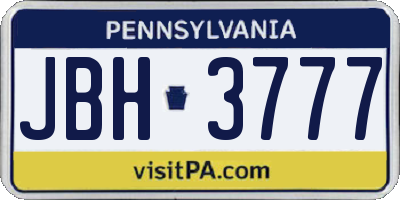 PA license plate JBH3777