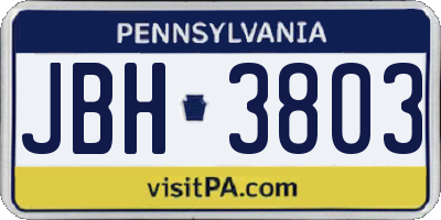 PA license plate JBH3803