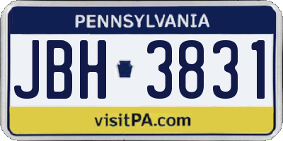 PA license plate JBH3831