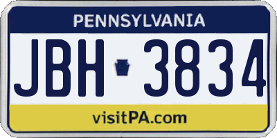 PA license plate JBH3834