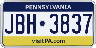 PA license plate JBH3837