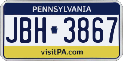 PA license plate JBH3867