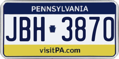 PA license plate JBH3870