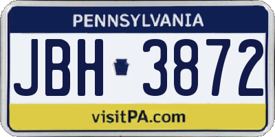 PA license plate JBH3872