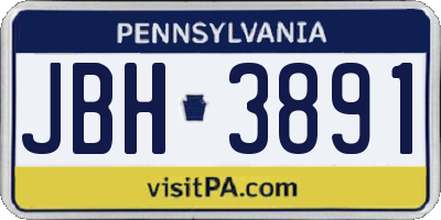 PA license plate JBH3891