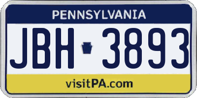 PA license plate JBH3893