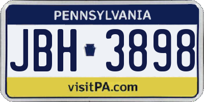 PA license plate JBH3898