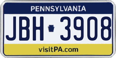 PA license plate JBH3908