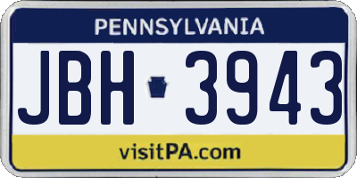 PA license plate JBH3943