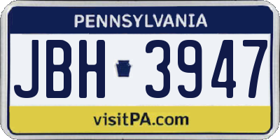 PA license plate JBH3947