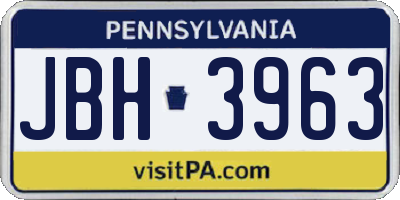 PA license plate JBH3963