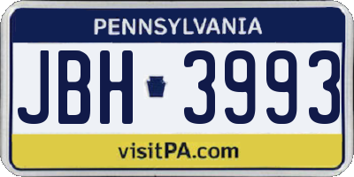PA license plate JBH3993