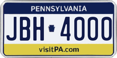 PA license plate JBH4000