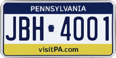 PA license plate JBH4001