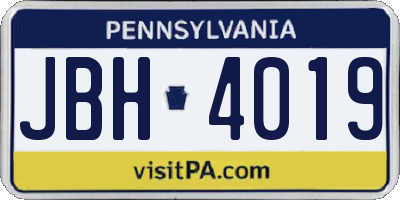 PA license plate JBH4019