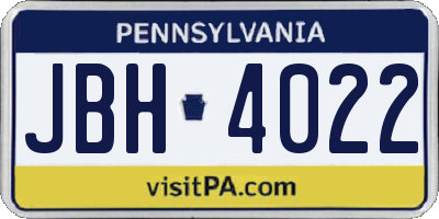 PA license plate JBH4022