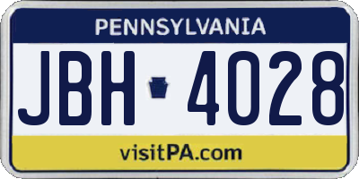 PA license plate JBH4028