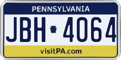 PA license plate JBH4064