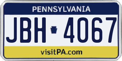 PA license plate JBH4067