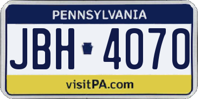 PA license plate JBH4070