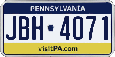 PA license plate JBH4071