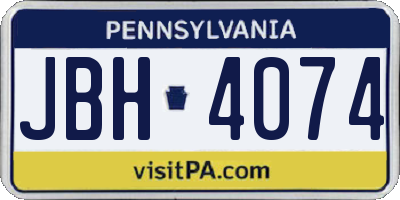 PA license plate JBH4074