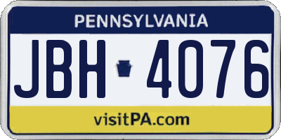 PA license plate JBH4076