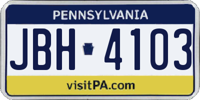 PA license plate JBH4103