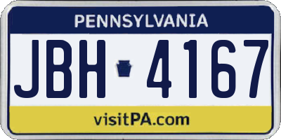 PA license plate JBH4167