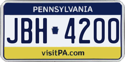 PA license plate JBH4200