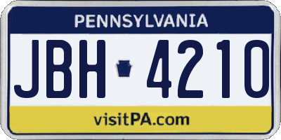 PA license plate JBH4210