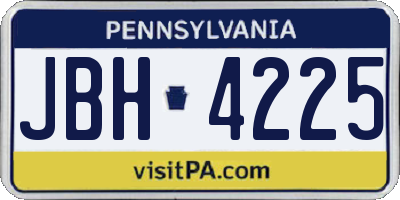 PA license plate JBH4225