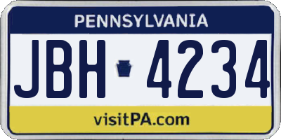 PA license plate JBH4234