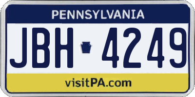 PA license plate JBH4249