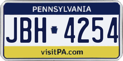 PA license plate JBH4254